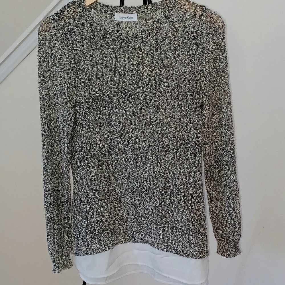 Calvin Klein Light Grey Sweater Combo with White Blouse